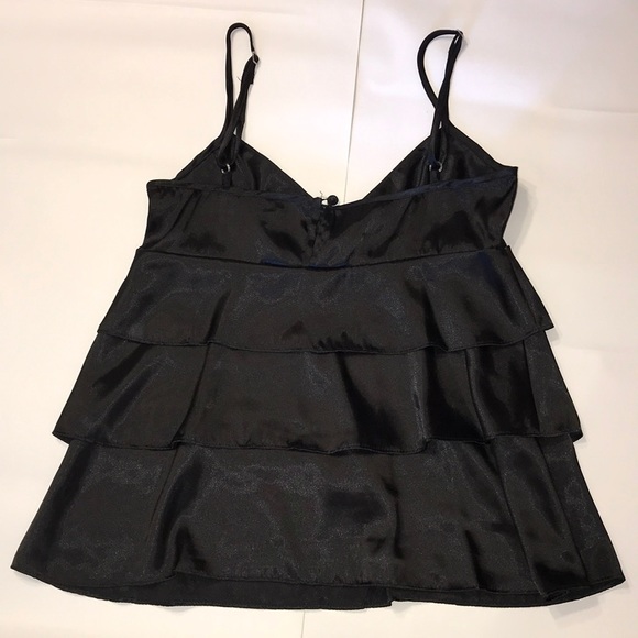 Necessary Objects Dressy Flowy Black Spaghetti Straps Ruffle Blouse Top Sz S - Picture 4 of 5